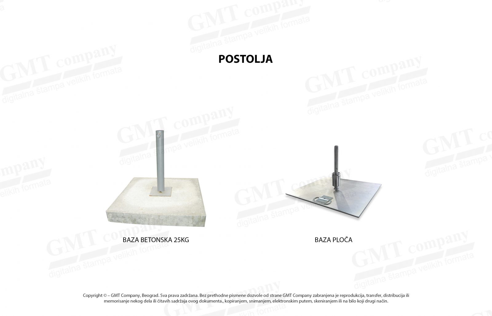 Postolja za suncobrane sa betonskom bazom ili bazom ploče