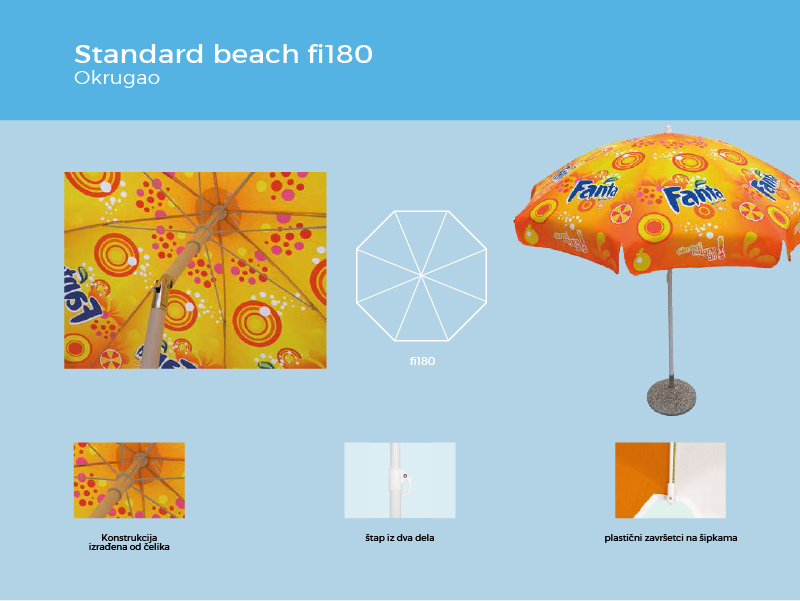 Suncobran beach fi180 okrugao opis i konstrukcija