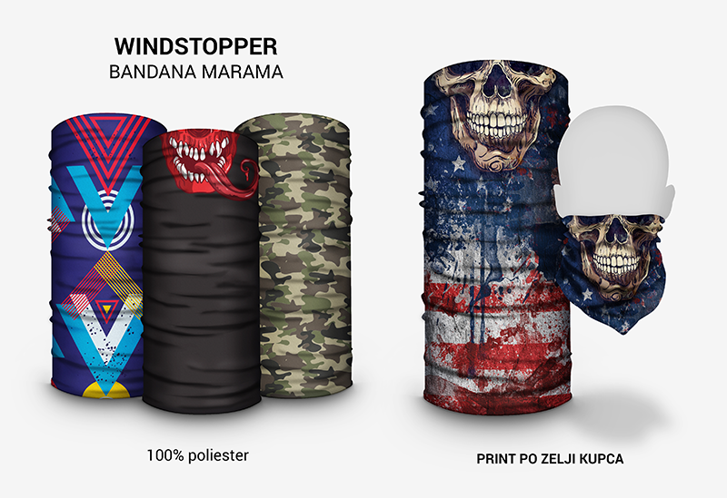 Windstoper Bandana marama sa printom po želji kupca